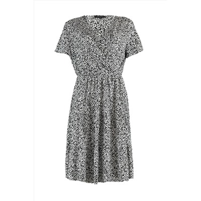Черный v -v -neck с цветочным рисунком вязать в вязание платье большого размера tbbss22el1638