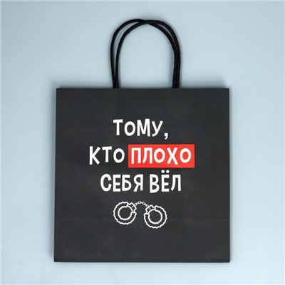 Пакет подарочный крафтовый, упаковка, «Плохо», 22 х 22 х 11 см