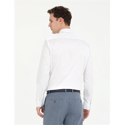 Белый бывший Slim Fit Классическая рубашка с длинным рукавом