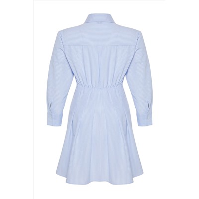 Blue Poplin Plating Big Size Dress