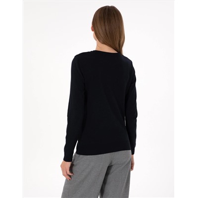 Navy Blue Slim Fit Basic Sweater