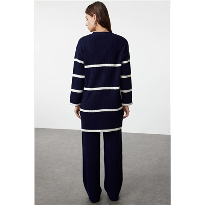 Navy Blue Wick вязаный вязаный вязаный