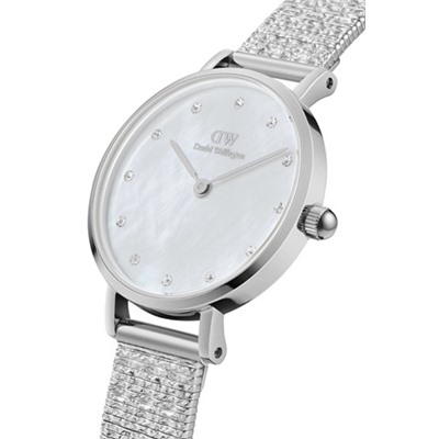 Reloj de cuarzo de acero Petite 28 mm - Plateado y blanco
