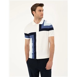 Кнопка Ecru Slim Fit с Polo Yaka Knitwear T -Fork
