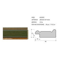 Багет пластиковый 48х19 ZR5565-H71A36 /уп 130,5м/
