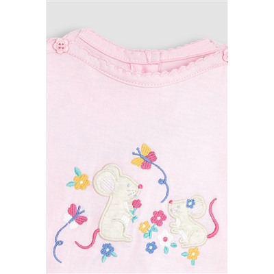 JoJo Maman Bébé 3-Piece Mouse Crinkle Cotton Top & Trousers Set