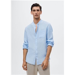 Camisa slim fit lino cuello mao -  Hombre | MANGO OUTLET España