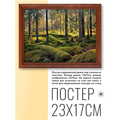 POSG-0154 Постер в рамке 23x17см Иван Иванович Шишкин - Старый валежник. Лесное кладбище (1893)