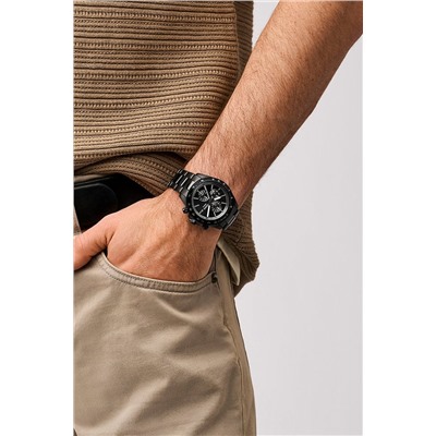 Reloj de cuarzo de acero Autocross - Taquímetro - Negro y gris claro