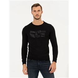 Black Slim Fit Bike Yaka Knitwear свитер