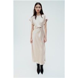 VESTIDO MIDI SATINADO FRUNCE CINTURA