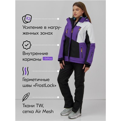 Горнолыжный костюм женский зимний темно-фиолетового цвета 07081TF