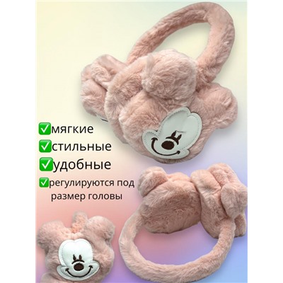 Меховые наушники Мики Маус детские 2-14 лет регулируемые Арт 8 тип 2