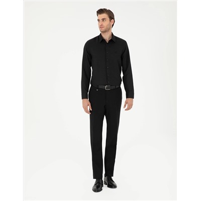 Black Slim Fit рубашка с длинным рукавом Amelor