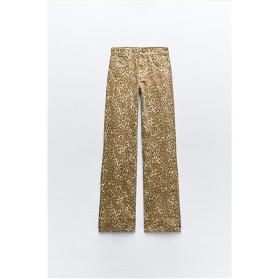 JEANS TRF WIDE LEG TIRO MEDIO ESTAMPADO ANIMAL