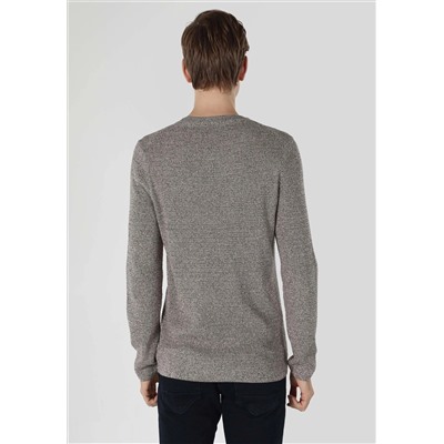 Slim Fit круглый ошейник Жаккард мужской коричневый свитер