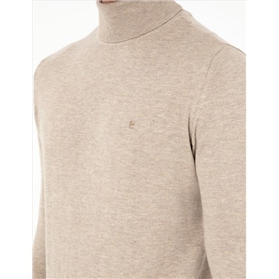 Песчанный меландж Slim Fit Fisherman воротник базовый трикотажный свитер