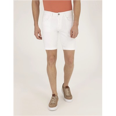 Ekru Slim Fit Jean Shorts