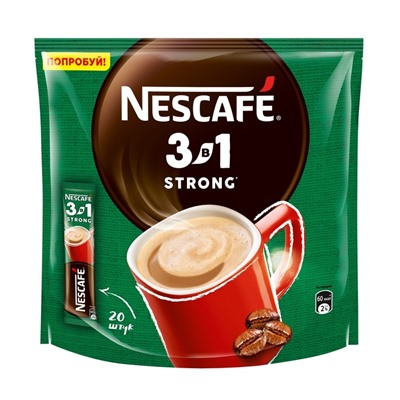 Кофе растворимый Nescafe 3 в 1, Strong, 14,5 г