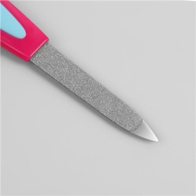 Пилка-триммер металлическая для ногтей, прорезиненная ручка, 14 см, МИКС