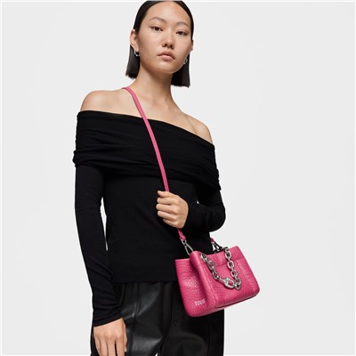 Bolso bandolera - cuero - fucsia