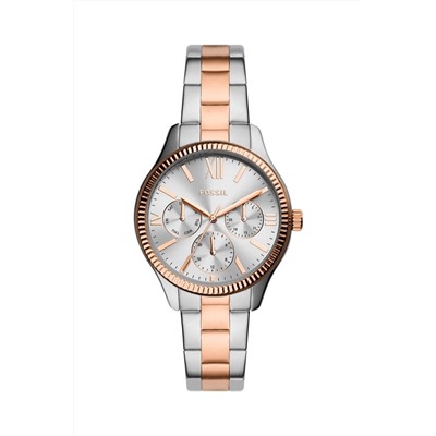 Reloj de cuarzo de acero Rye - Plateado y rosa dorado