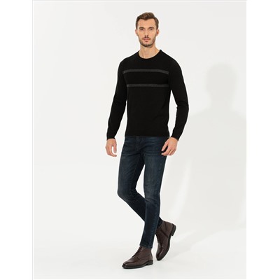 Black Slim Fit Bike Yaka Knitwear свитер