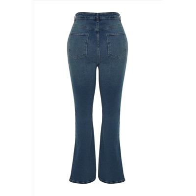 Синяя высокая талия комфорт испанский пахта Flare Fit Jean TBBSS24CJ00046