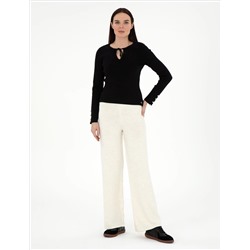 Ecru Loose Fit Knitwear Pants