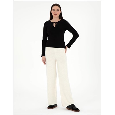 Ecru Loose Fit Knitwear Pants