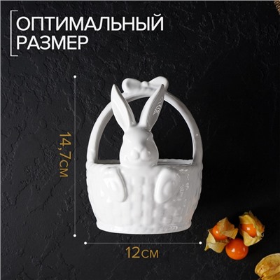 Конфетница Доляна «Зайка», 12×12×14,7 см, доломит, белая