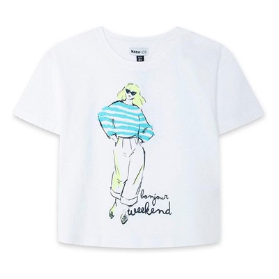 Camiseta - 100% algodón - blanco y azul