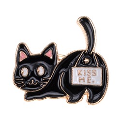 ZN117 Значок Кот Kiss me, 2,5х3см