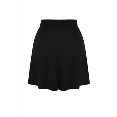 Черная комфортная резка нормальная талия Bürümcük/Textul вязание Short Twoss22sr0212