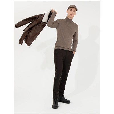 Vizon Melanj Slim Fit Fishman воротник Основной вязаный свитер
