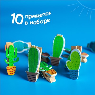 Набор декоративных прищепок "Кактусы" 1×12×13 см