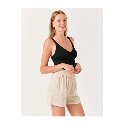 Тканые шорты свободного кроя с завышенной талией Stone 23SS010059