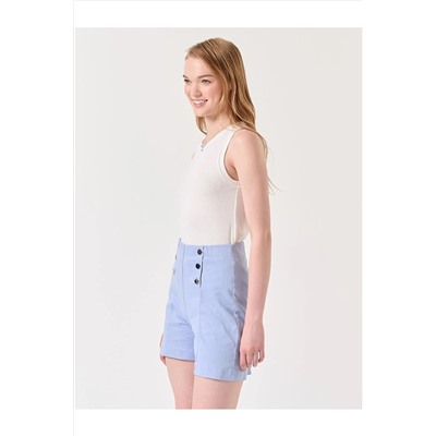 Сиреневые габардиновые шорты узкого кроя с высокой талией 23SS1023