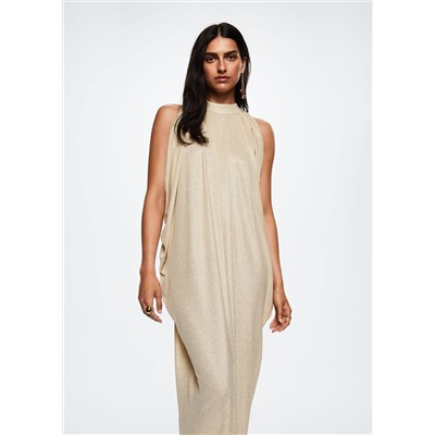 Vestido largo lúrex -  Mujer | MANGO OUTLET España