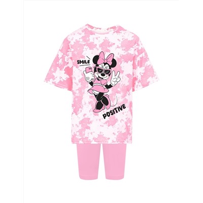 Костюм для девочки KETMIN МАЛИНА MINNIE POSITIVE цв.Тай дай Розовый/розовый (Футболка/Велосипедки)