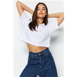 Белая 100 %хлопок расслабленная/наличия плесени Polo Polo Yaka Funtting футболка Twoss22ts0241