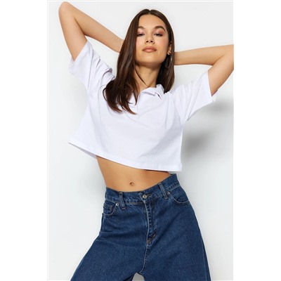 Белая 100 %хлопок расслабленная/наличия плесени Polo Polo Yaka Funtting футболка Twoss22ts0241