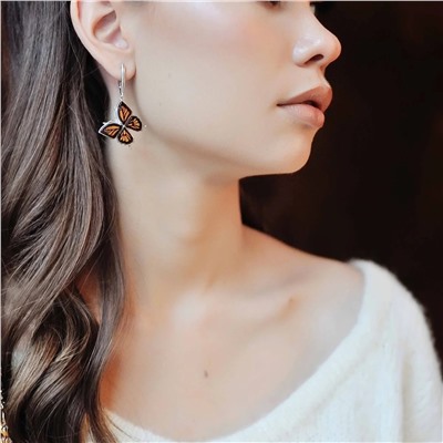 Серебряные серьги с янтарём E9153-1RO