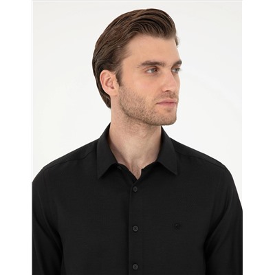 Black Slim Fit рубашка с длинным рукавом Amelor