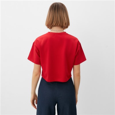 Футболка укороченная женская MINAKU OVERSIZE FIT: цвет фуксия, р-р 46