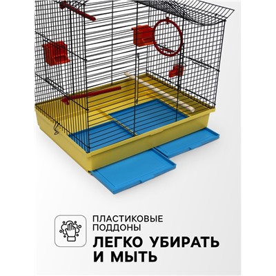 Клетка для попугая "Фиона", 3 яруса, 48 х 38 х 53 см, микс цветов