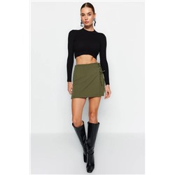 Dark Khaki Baglama и Bird Gog детализированные тканые шорты юбка Twoaw21sr0038
