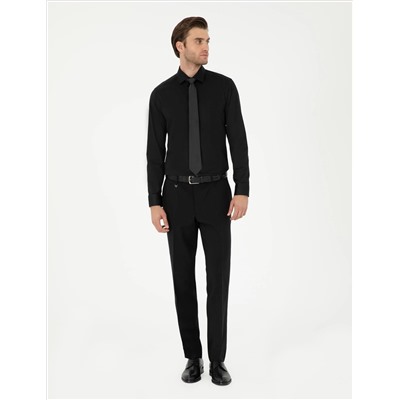 Черный бывший Slim Fit Основная рубашка с длинным рукавом