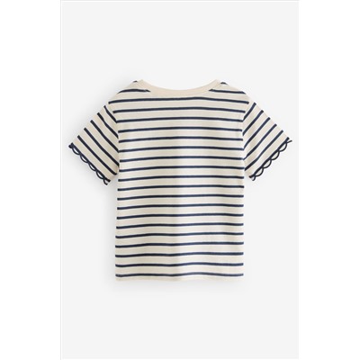 3 Pack Short Sleeve Cotton Scallop Edge T-Shirts (3mths-7yrs)