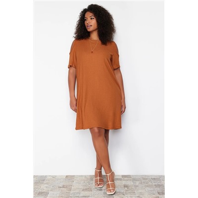 Brown A-Line Cupt-Out Detailly Ditting Dress TBBSS22EL2986